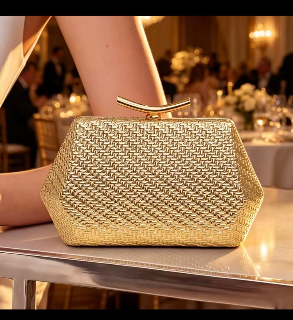 Geometric Croc‑Embossed Clutch