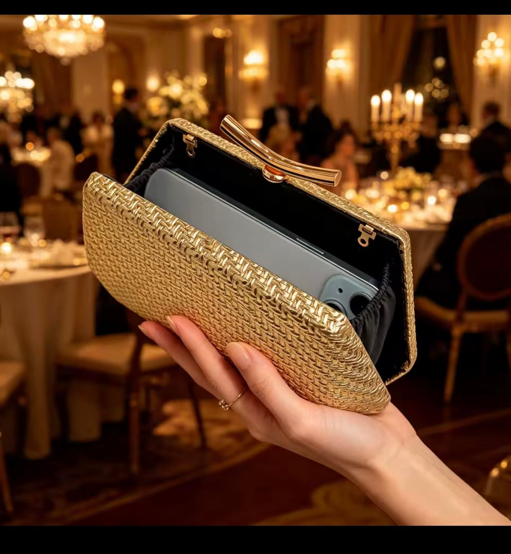 Geometric Croc‑Embossed Clutch