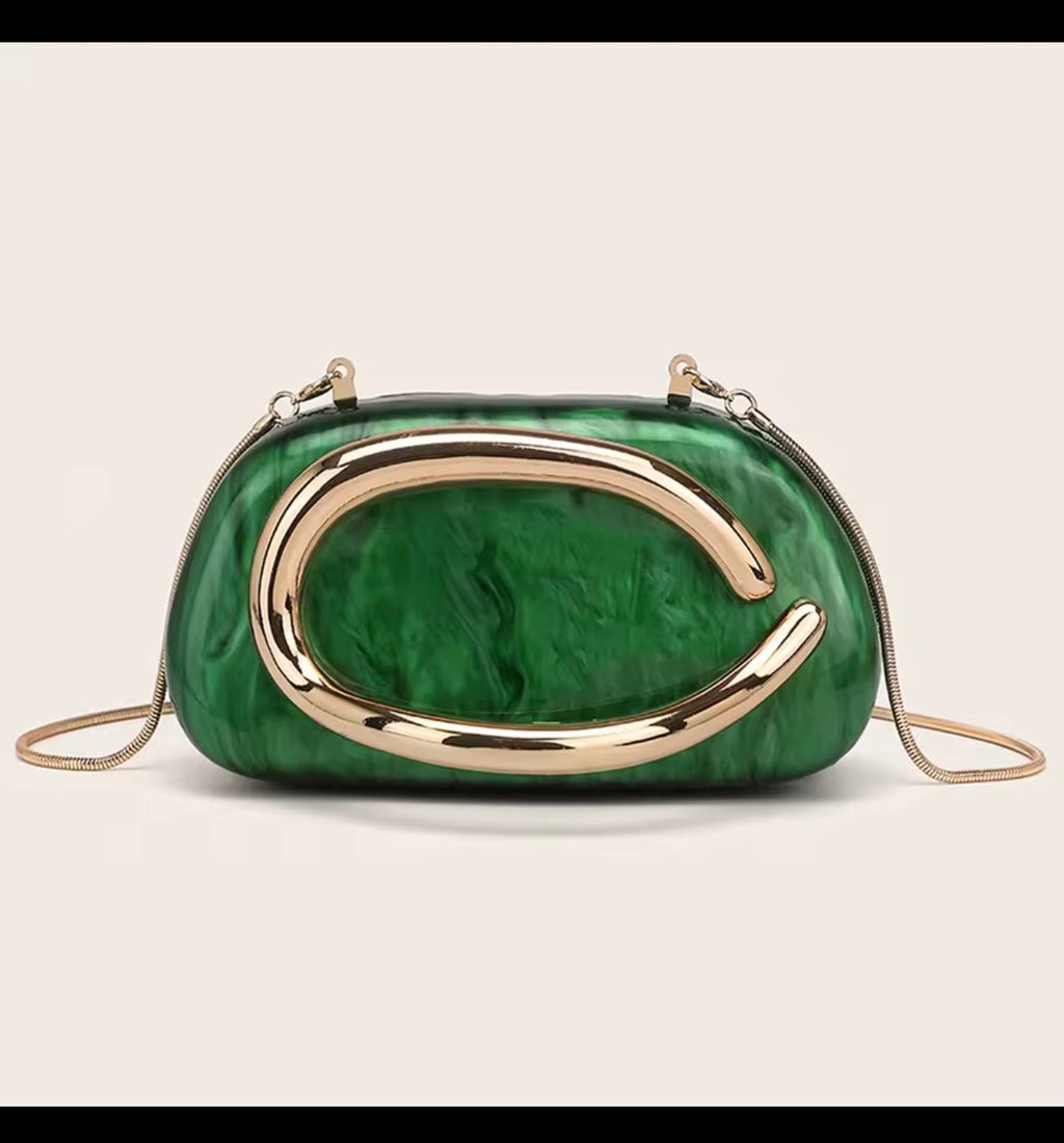 ✨ Sculptural Clutch with Gold handle