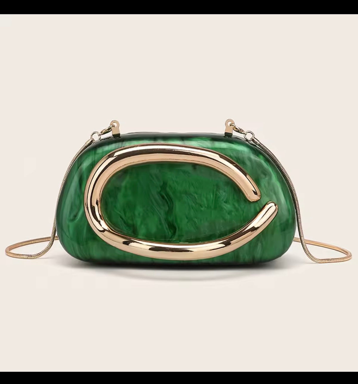 ✨ Sculptural Clutch with Gold handle