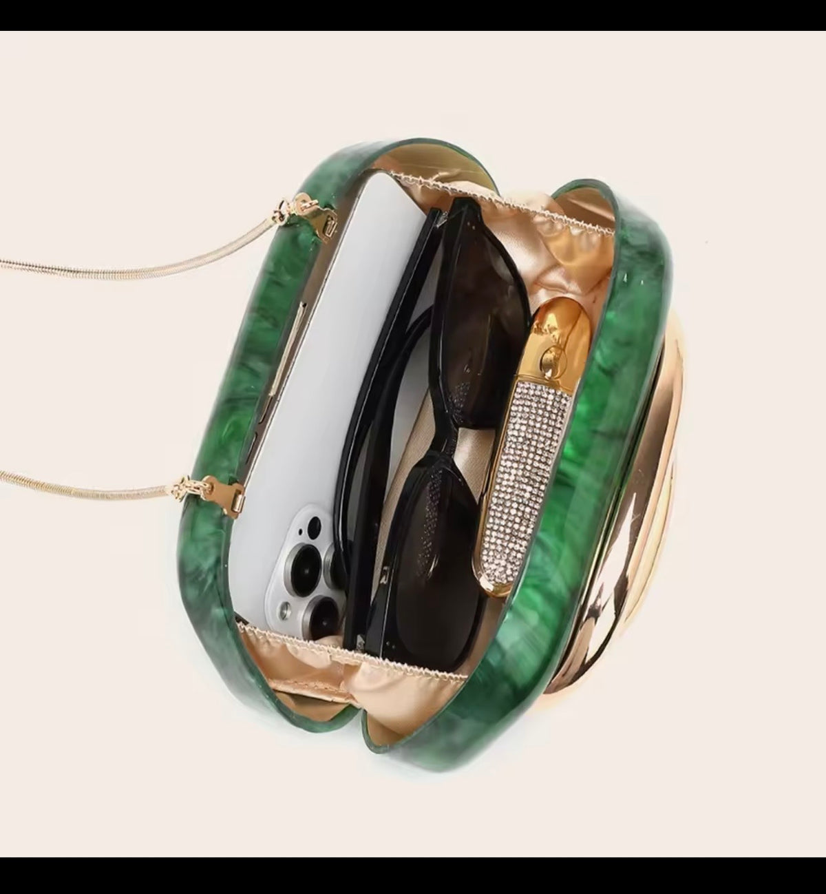 ✨ Sculptural Clutch with Gold handle