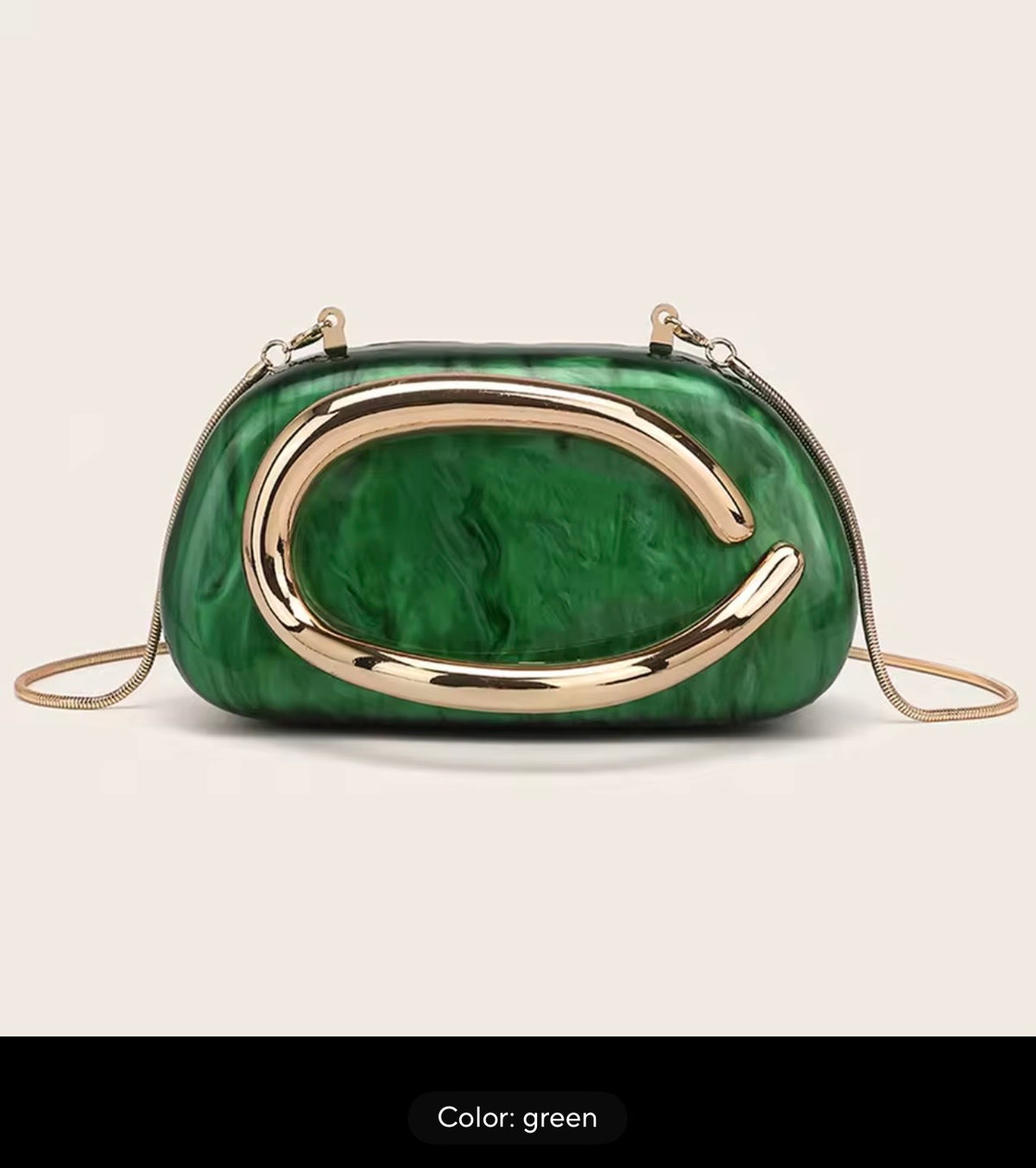 ✨ Sculptural Clutch with Gold handle