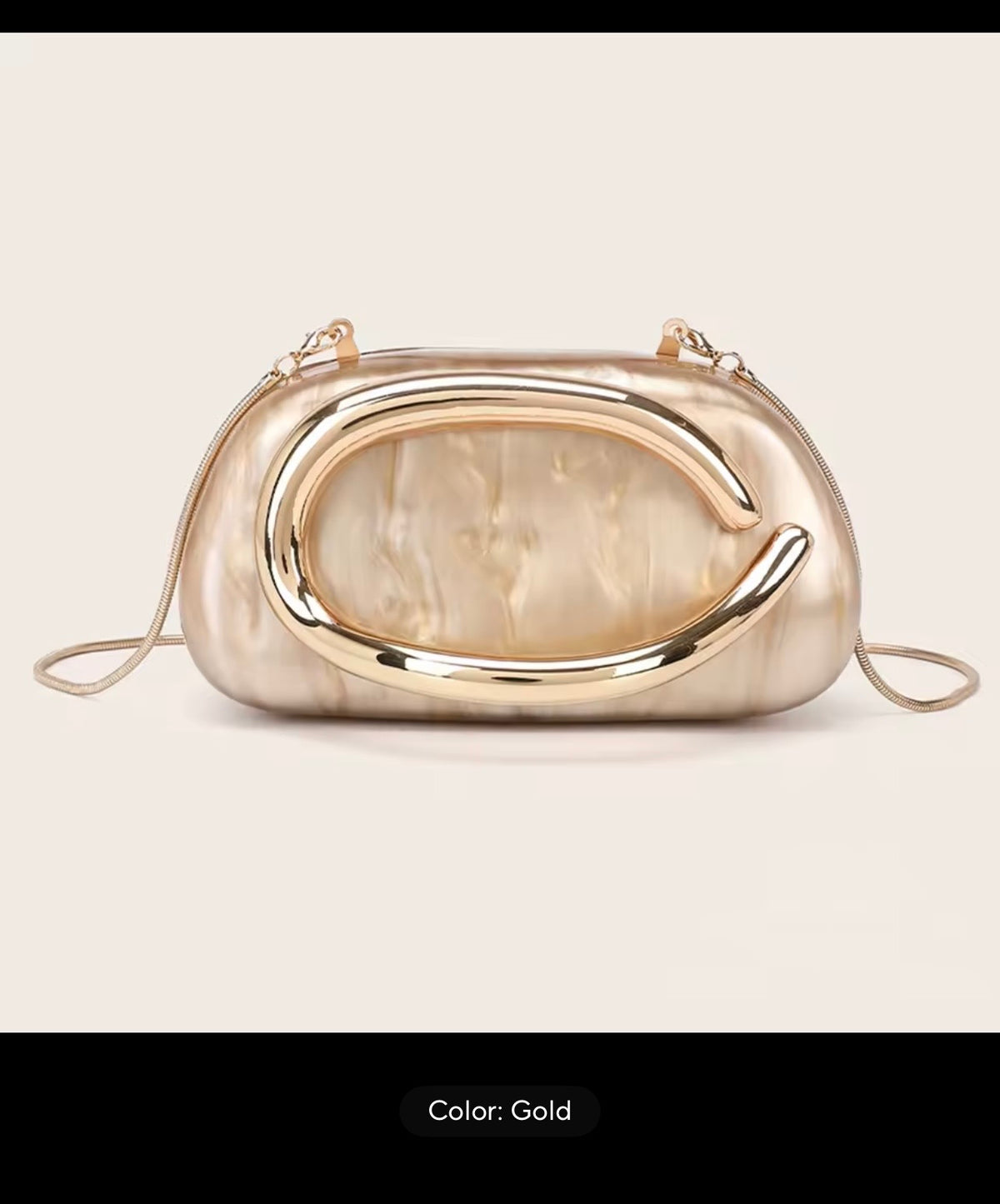 ✨ Sculptural Clutch with Gold handle