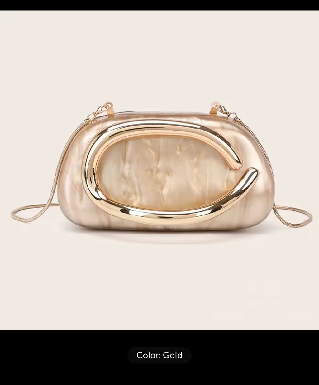 ✨ Sculptural Clutch with Gold handle