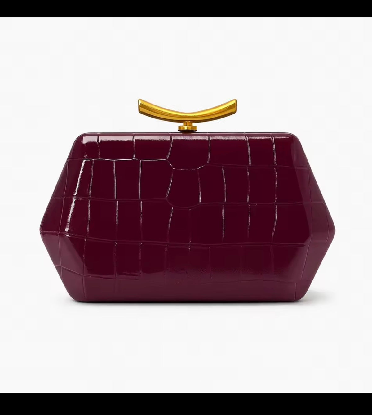 Geometric Croc‑Embossed Clutch