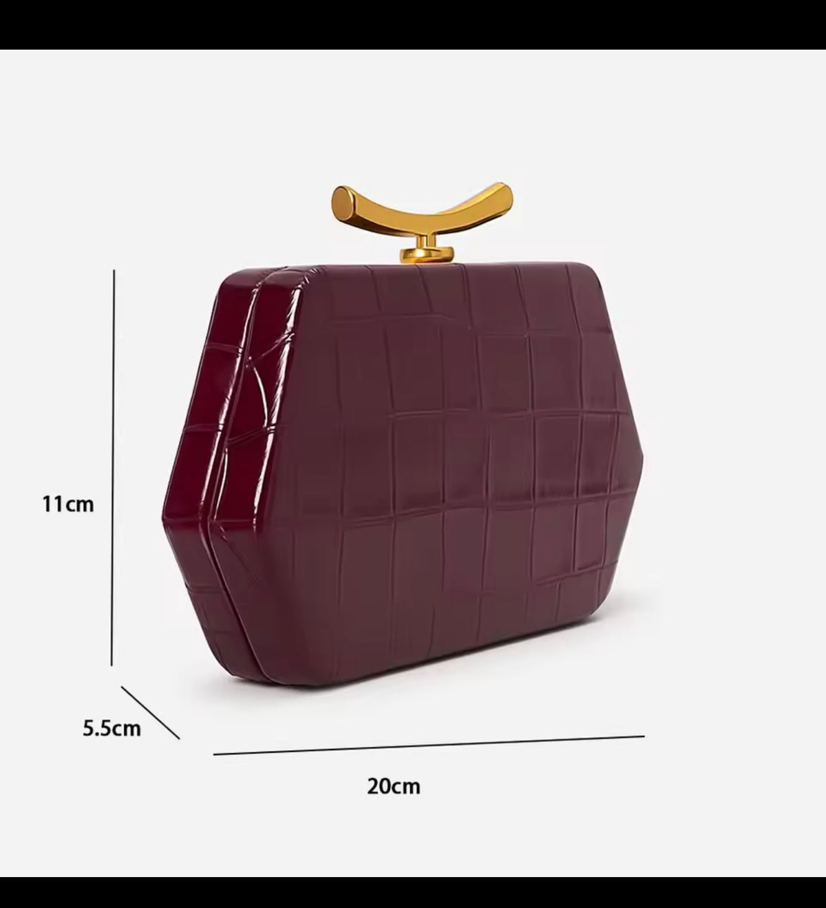 Geometric Croc‑Embossed Clutch
