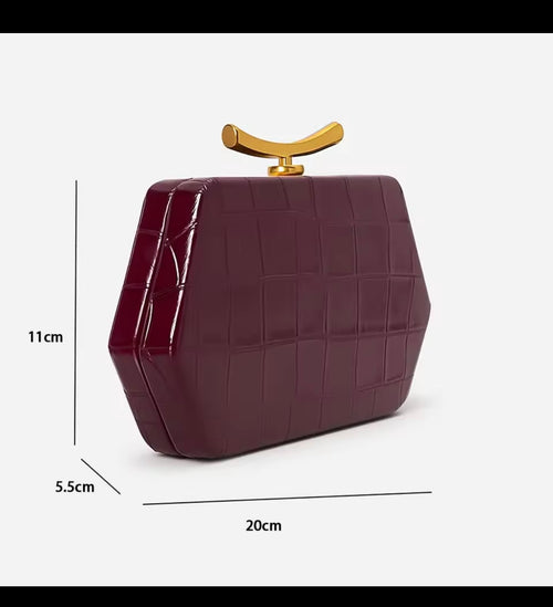 Geometric Croc‑Embossed Clutch