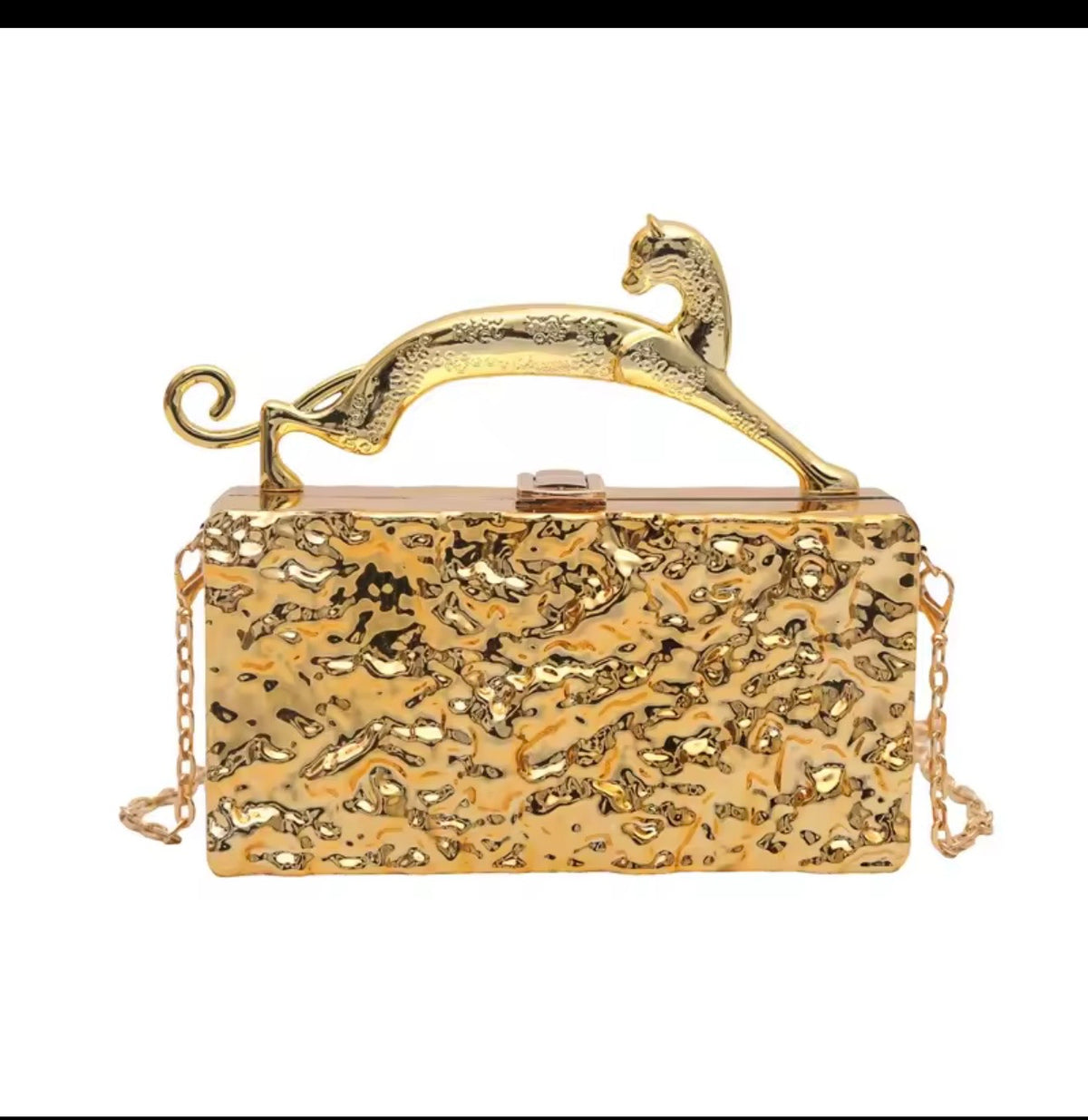 ✨ Gold Panther Handle Clutch