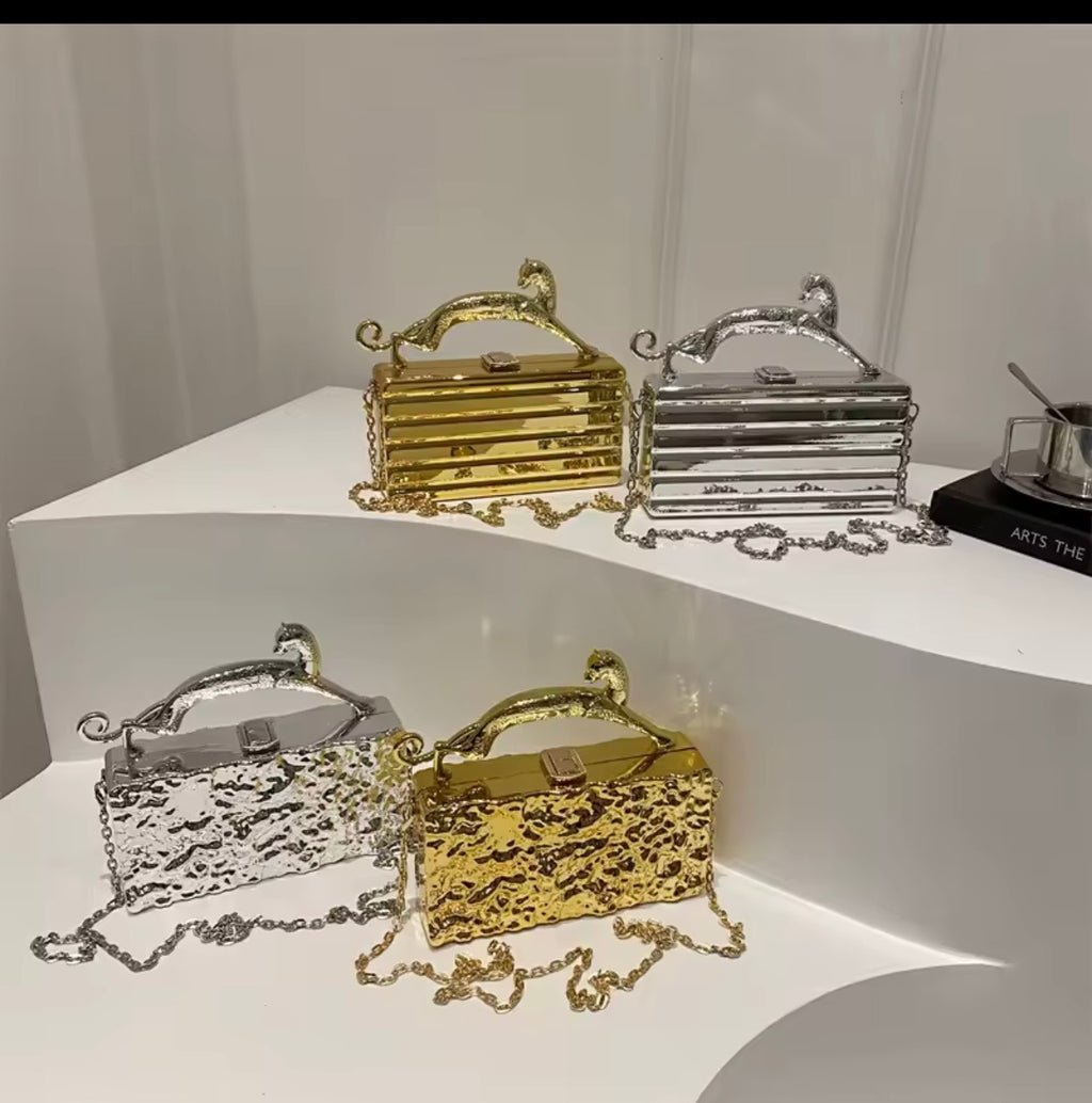 ✨ Gold Panther Handle Clutch