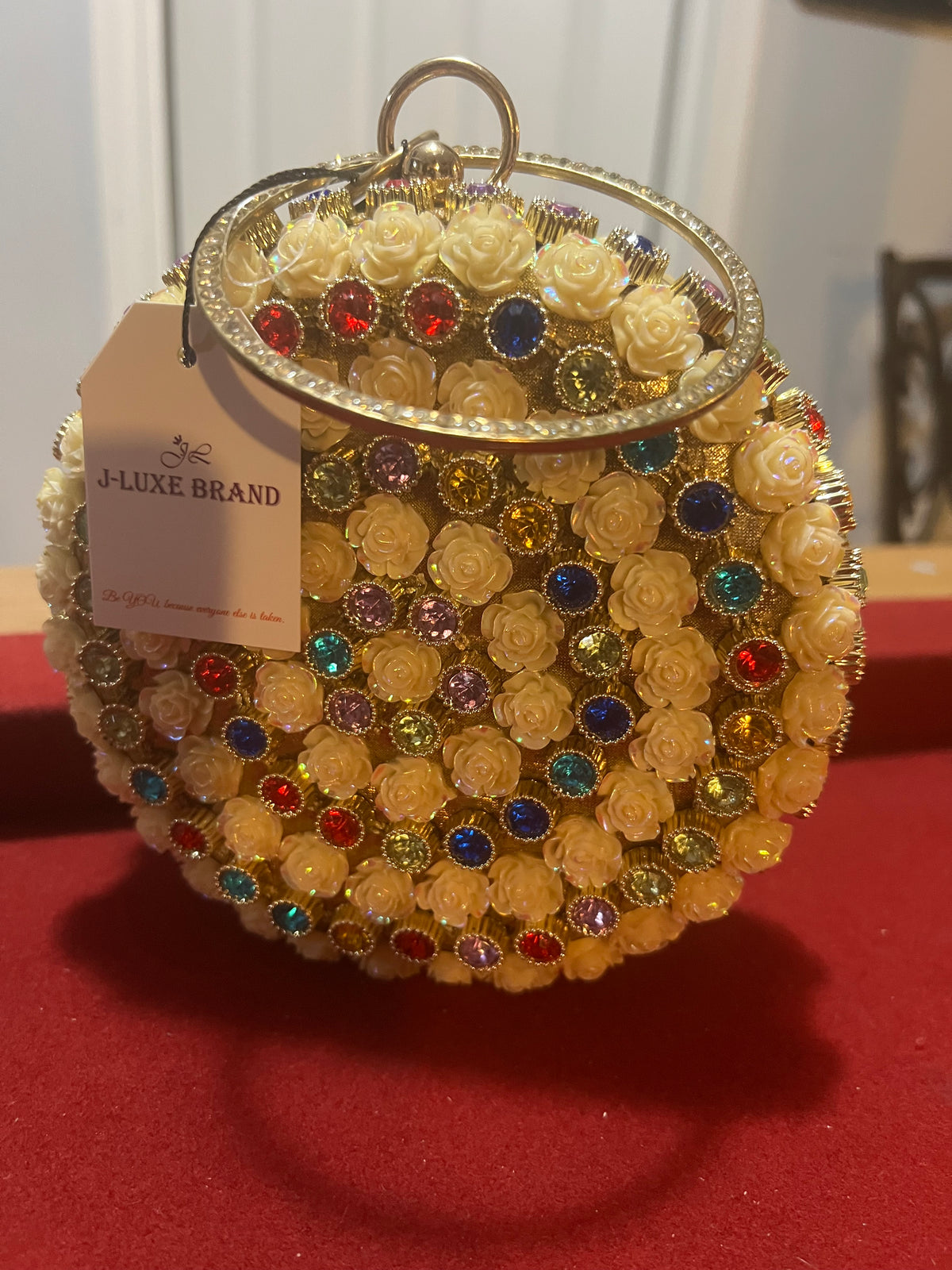 ✨ Multicolor Rose Gem Round Clutch