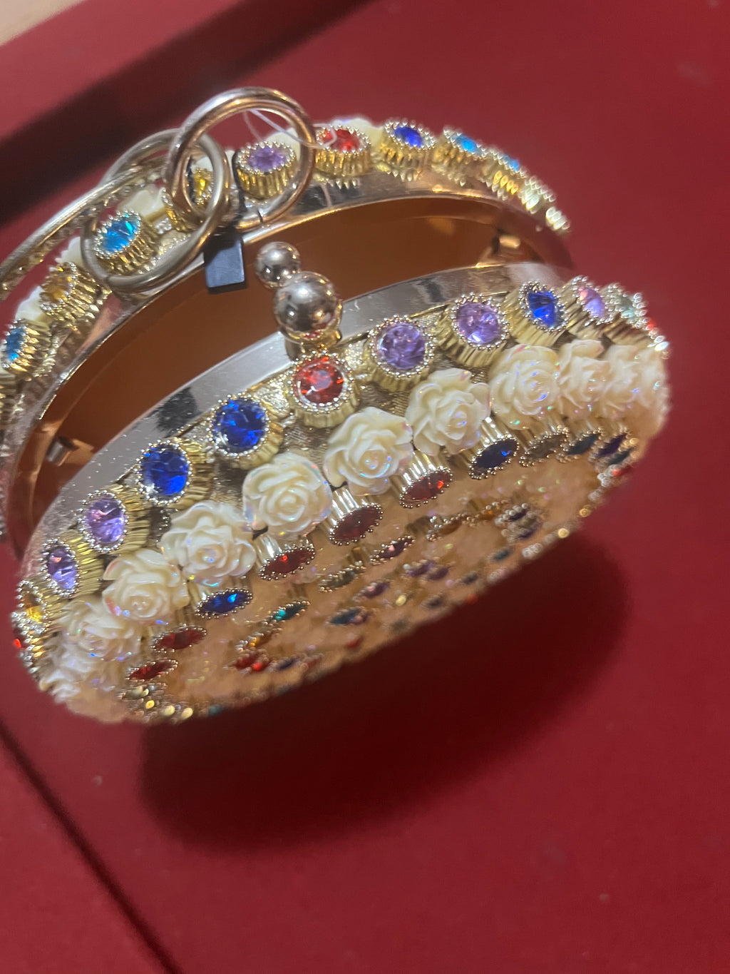✨ Multicolor Rose Gem Round Clutch