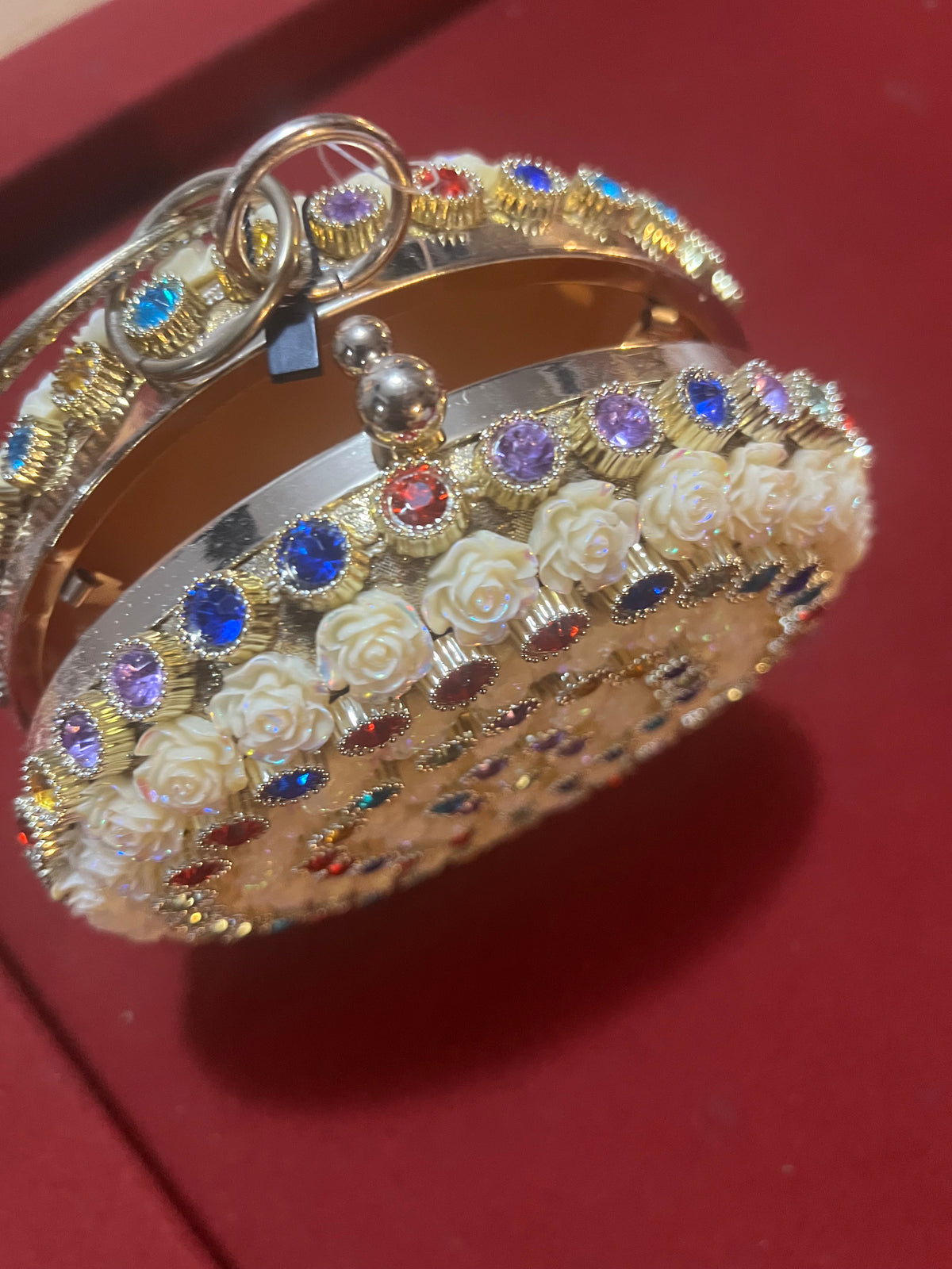 ✨ Multicolor Rose Gem Round Clutch
