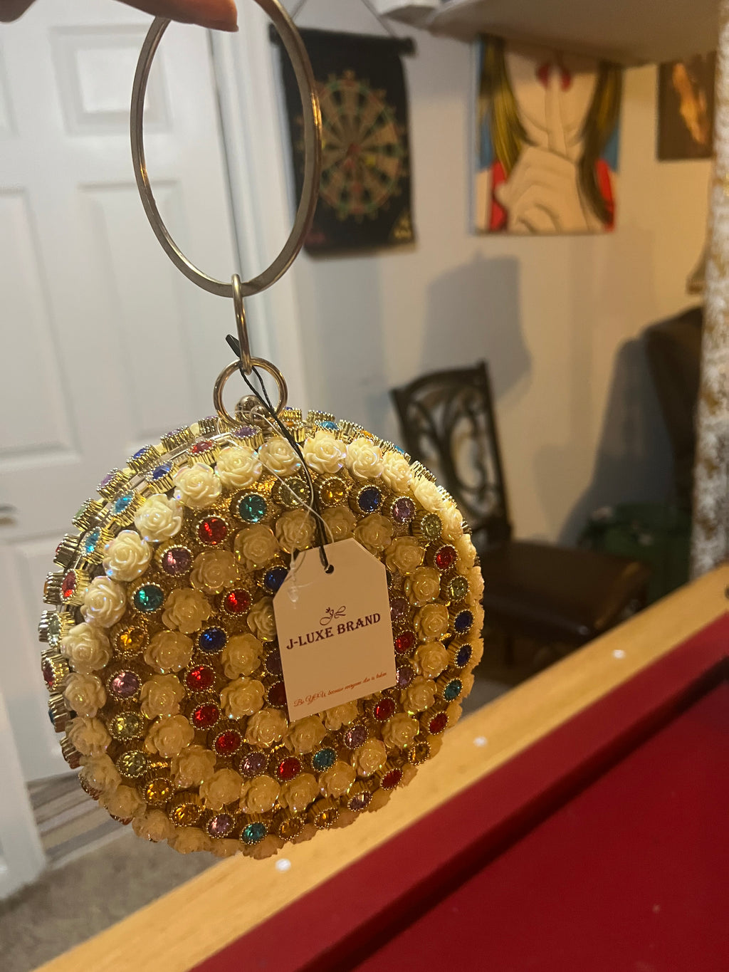 ✨ Multicolor Rose Gem Round Clutch
