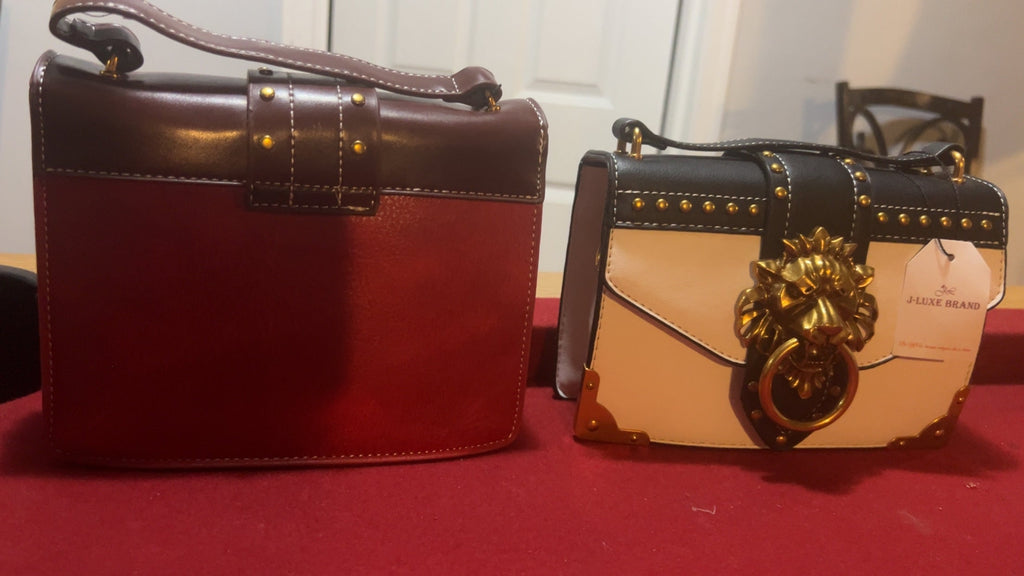 Gold Lion Emblem Handbag