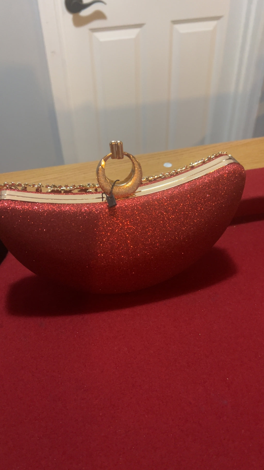 ✨ Golden Floral Crystal Clutch
