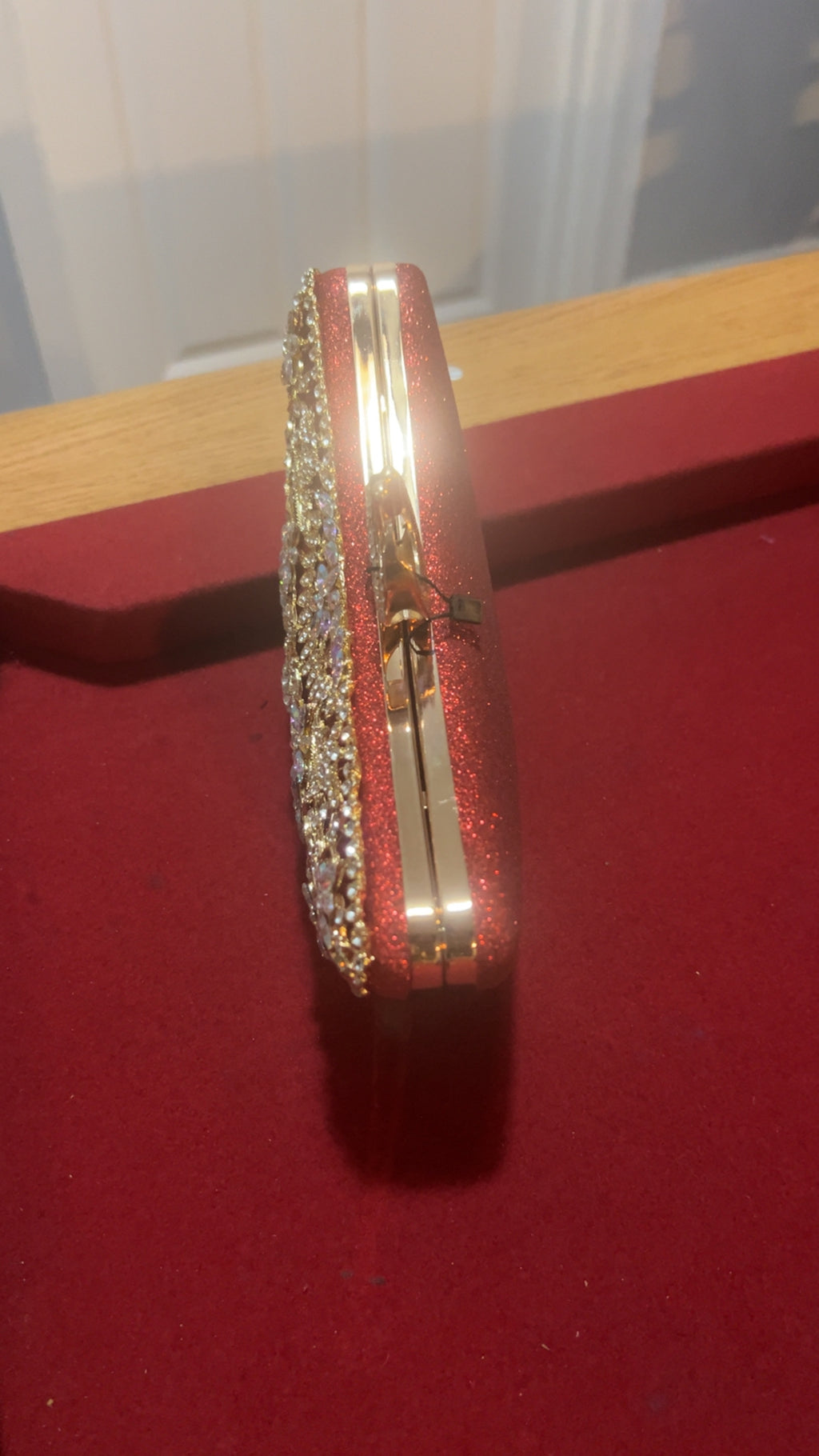 ✨ Golden Floral Crystal Clutch