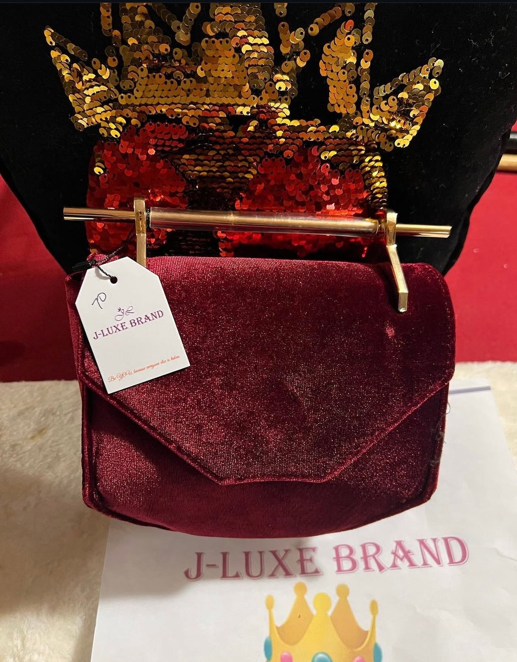 ✨ Velvet Burgundy Clutch