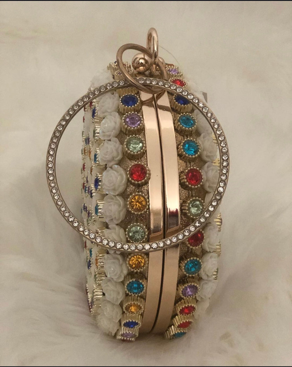 ✨ Multicolor Rose Gem Round Clutch