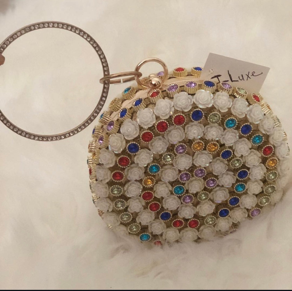 ✨ Multicolor Rose Gem Round Clutch