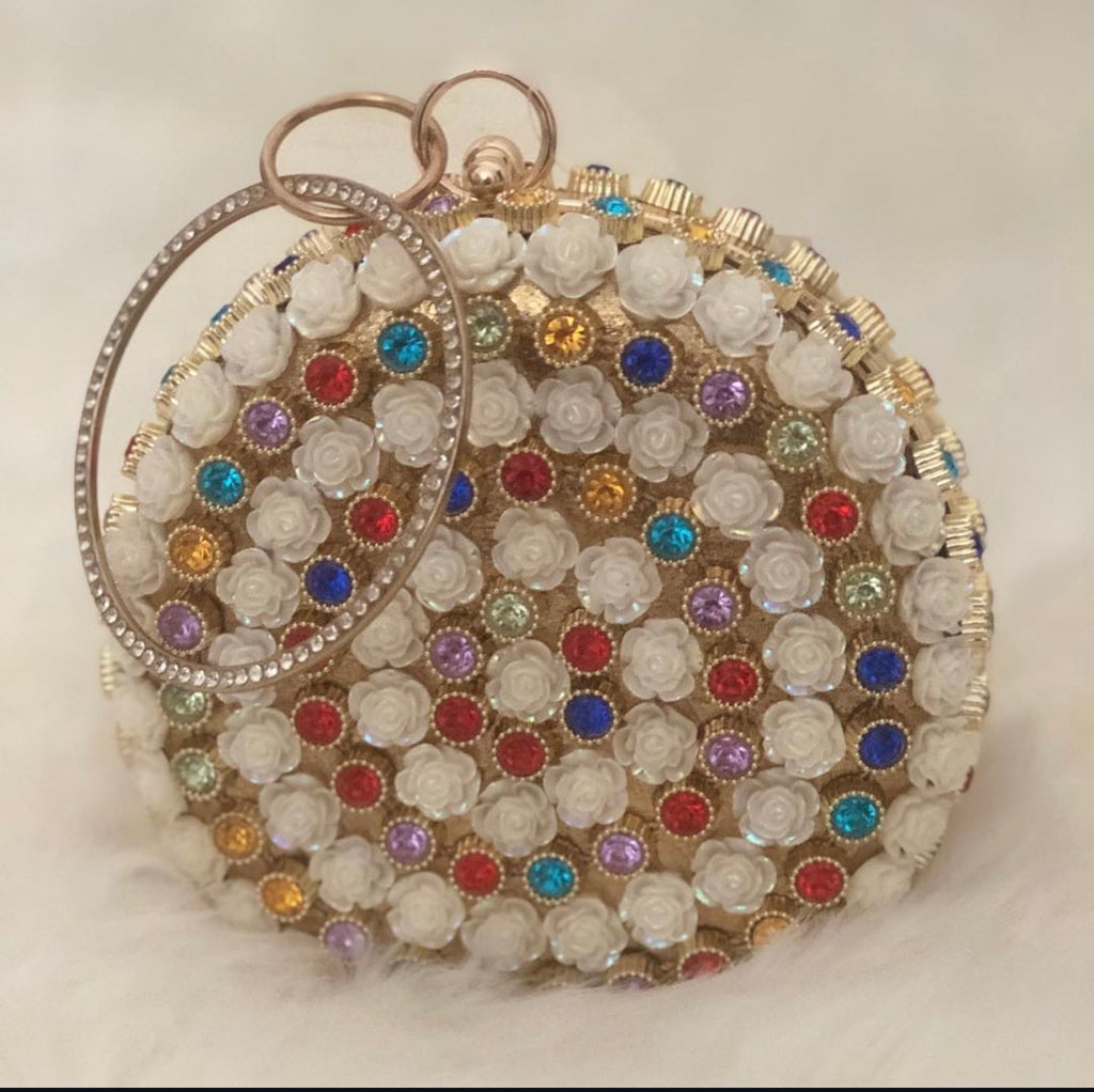 ✨ Multicolor Rose Gem Round Clutch
