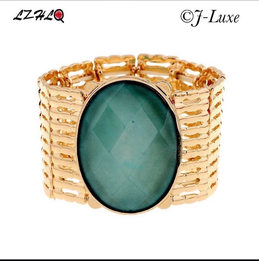 ✨ Gold Aqua Gem Statement Bracelet