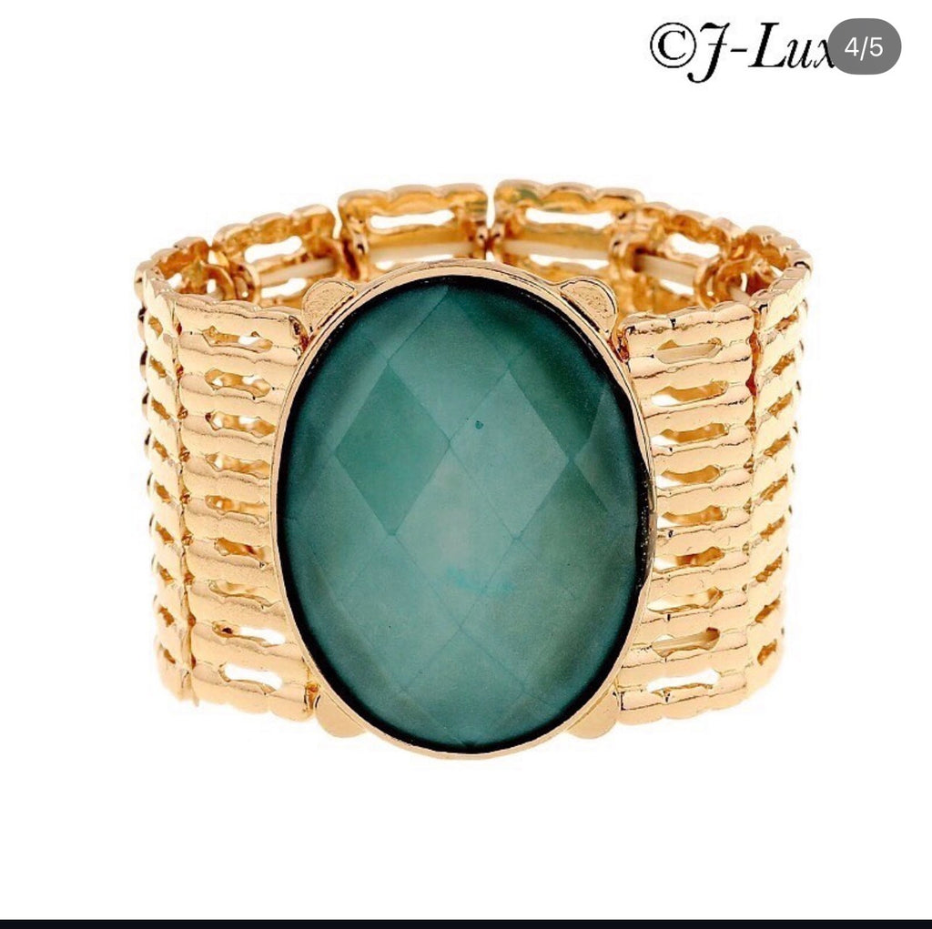✨ Gold Aqua Gem Statement Bracelet