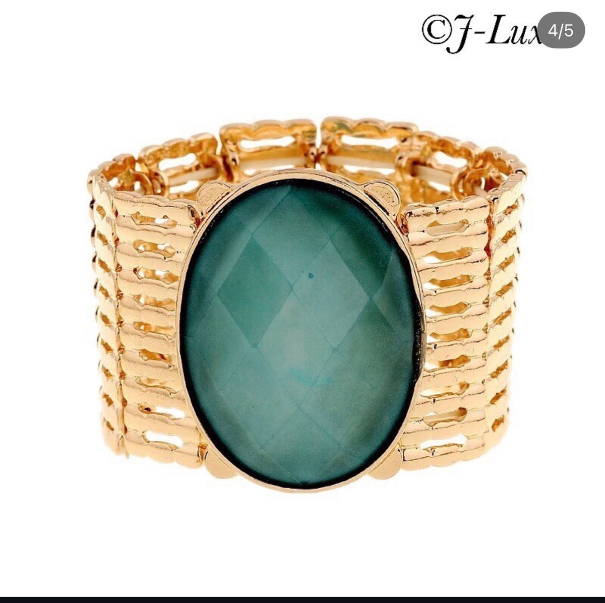✨ Gold Aqua Gem Statement Bracelet
