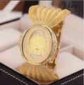 ✨ Gold Mesh Oval Crystal Watch