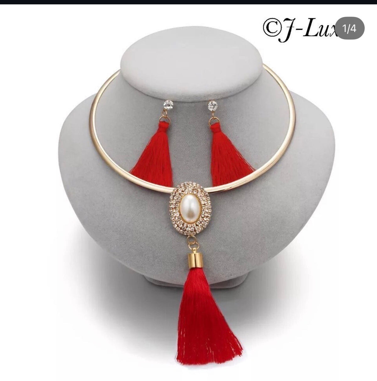Tassel Pearl Necklace Set