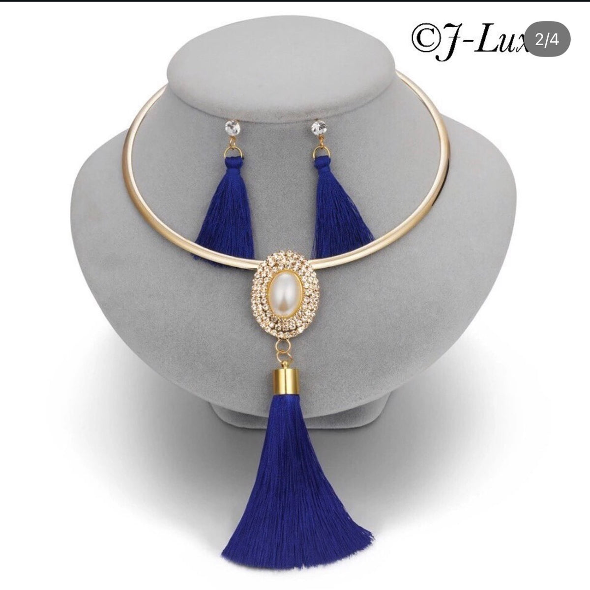 Tassel Pearl Necklace Set