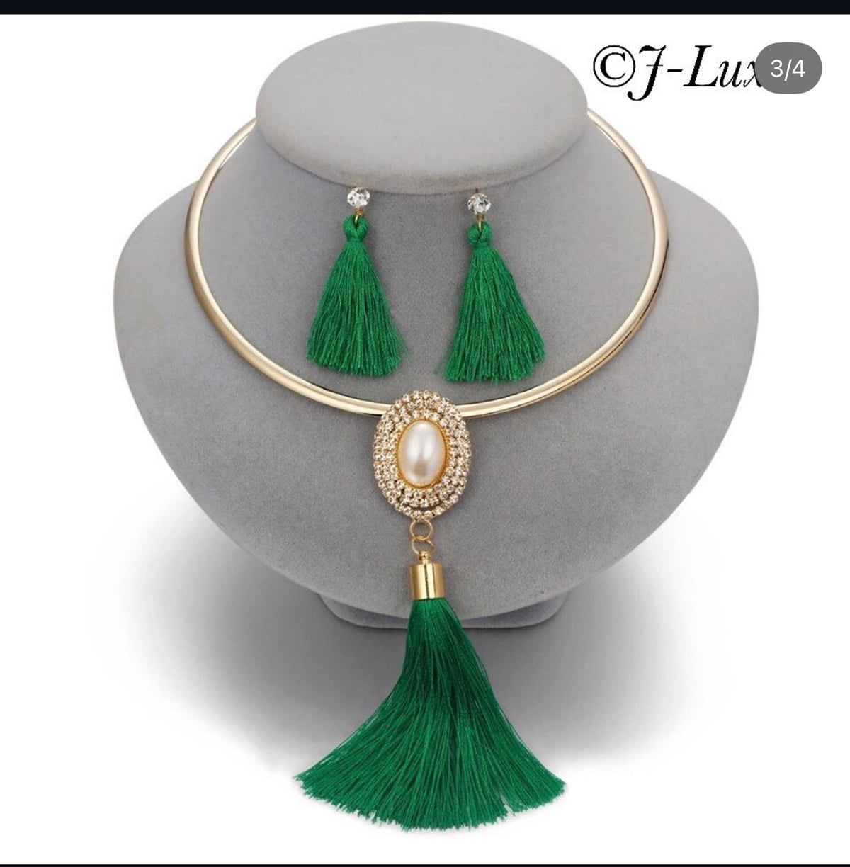 Tassel Pearl Necklace Set