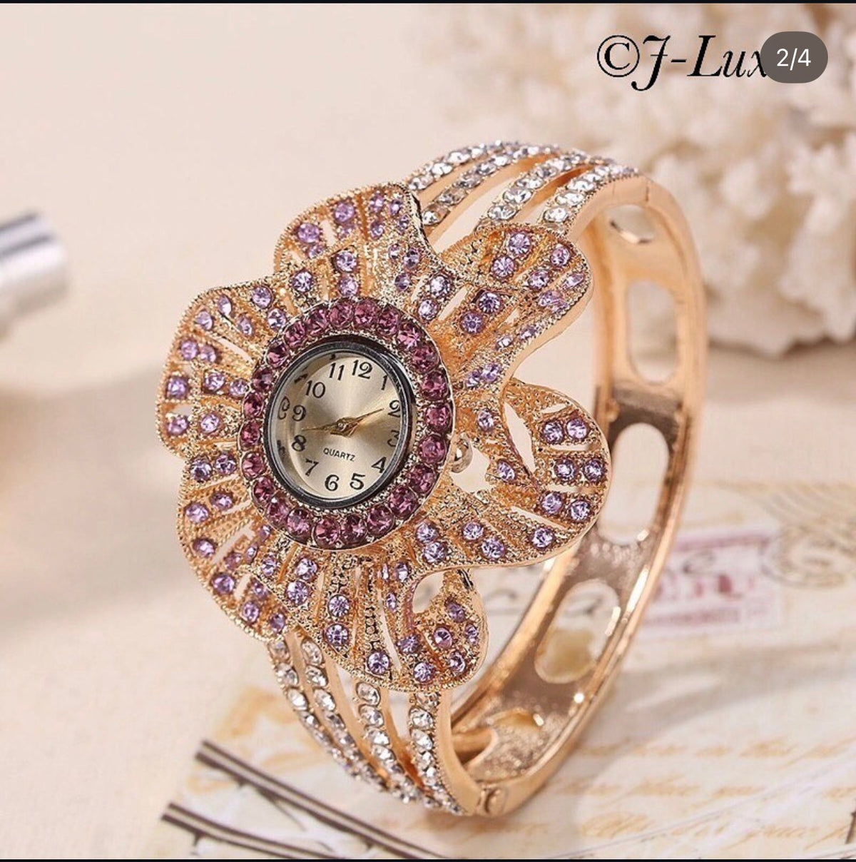 ✨ Multicolor Crystal Flower Watch